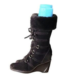 Stuart Weiztman Suede Brown Faux Fur Women's Boots Size 10